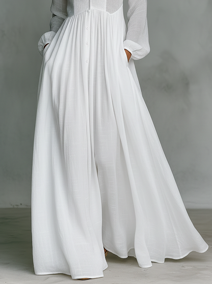 Maribel | Stand Collar Long Sleeve Shirt Maxi Dress