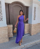 Delphine | One-Shoulder Asymmetric Wedding Guest Midi Dress