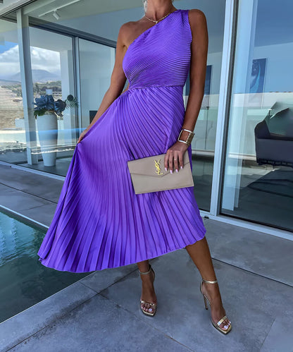 Delphine | One-Shoulder Asymmetric Wedding Guest Midi Dress