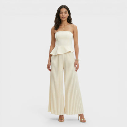 Sévrine | Peplum Bustier Wide-Leg Jumpsuit