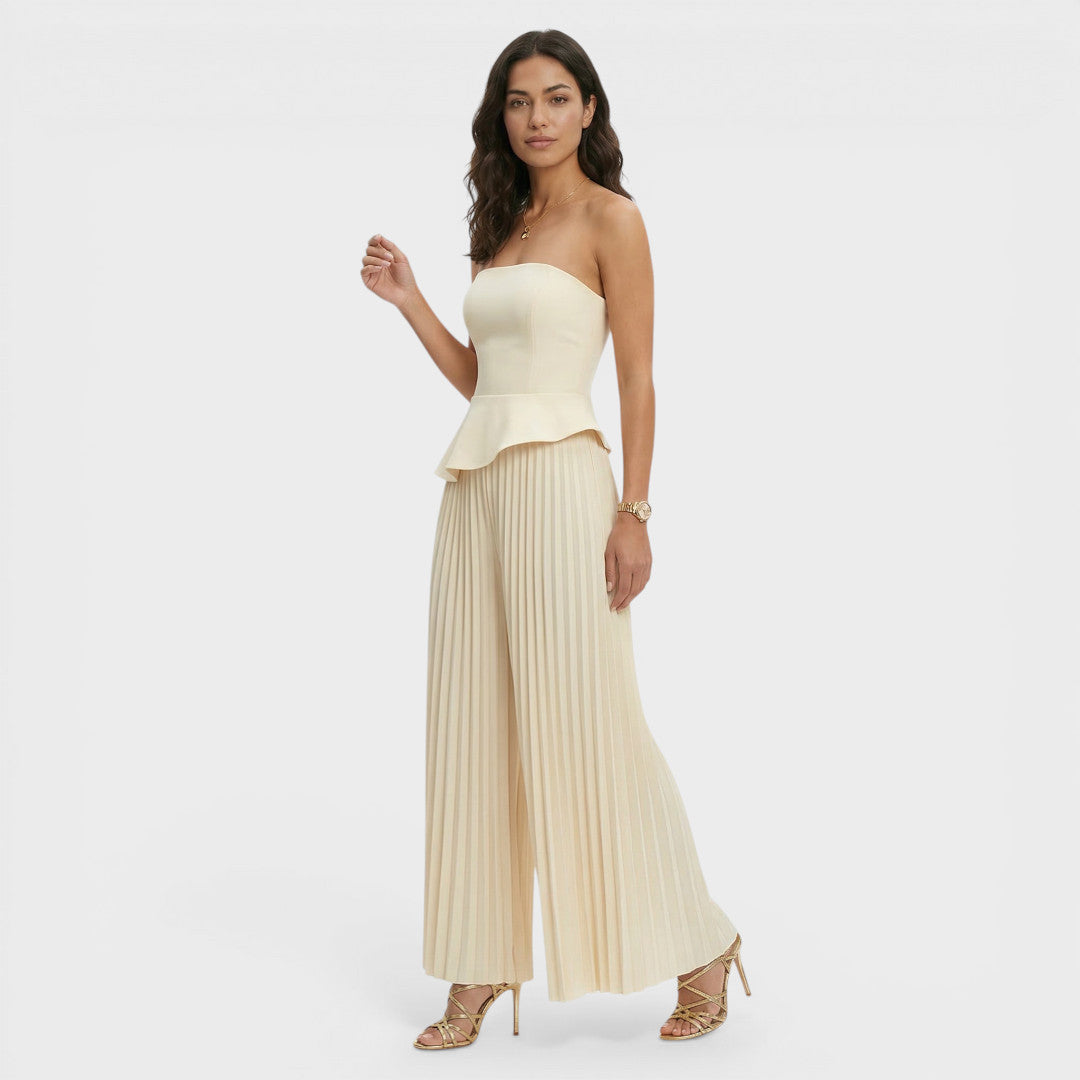 Sévrine | Peplum Bustier Wide-Leg Jumpsuit