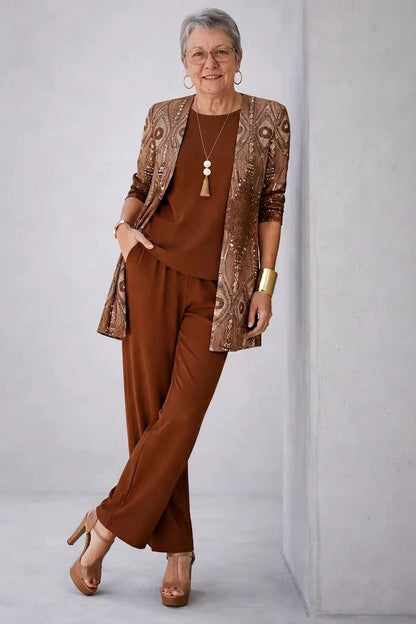 Margaret | Three-Piece Cardigan, Top & Trouser Set