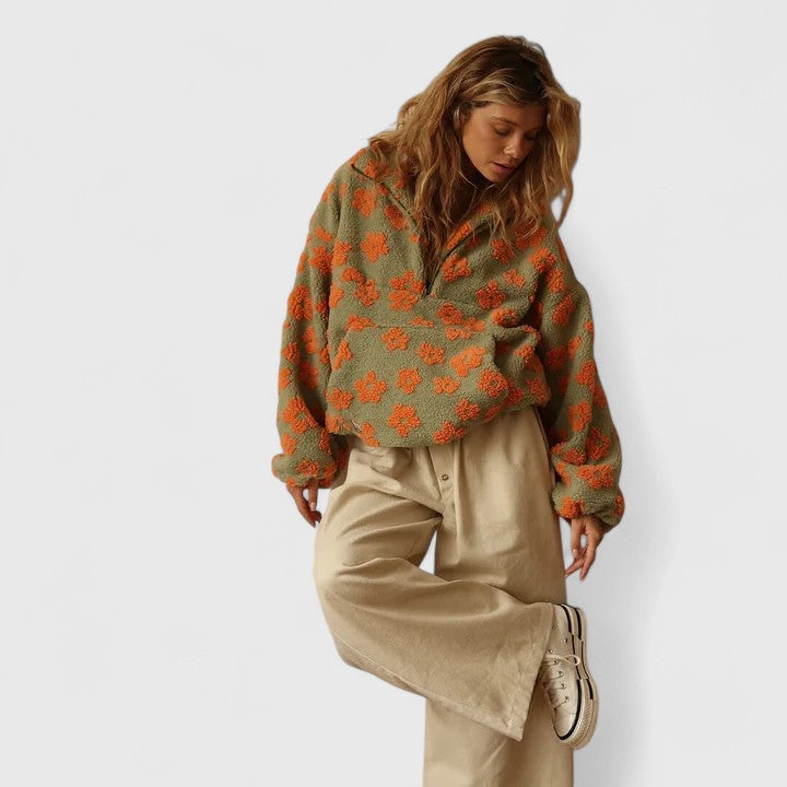 Women's Freja floral half-zip relaxed sweater - view 7
