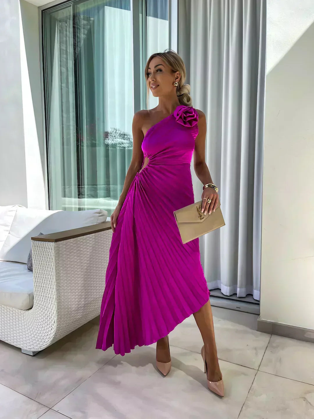 Gabrielle | Draped Floral Cocktail Dress