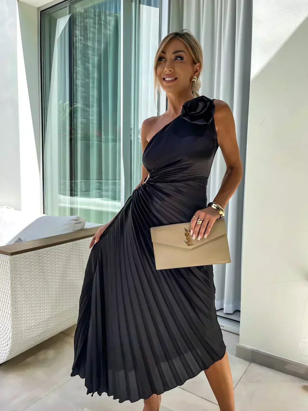 Gabrielle | Draped Floral Cocktail Dress