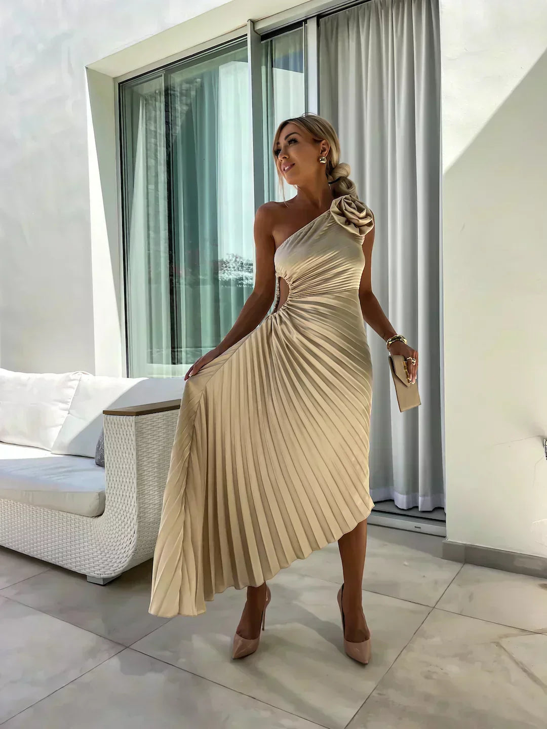 Gabrielle | Draped Floral Cocktail Dress