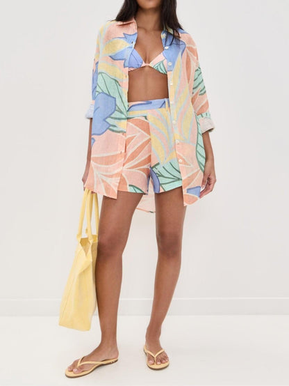 Harmonia | Button-Down Floral Pants Set