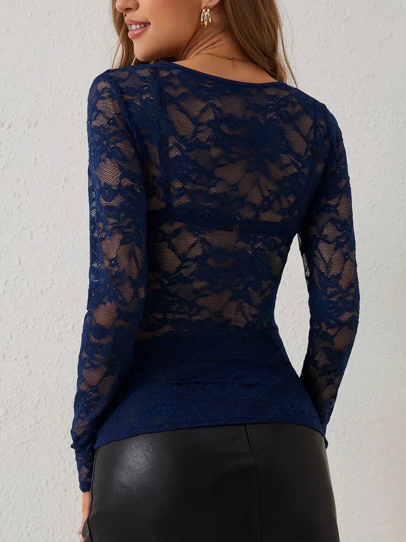 Philippine | Sheer Lace V-Neck Top