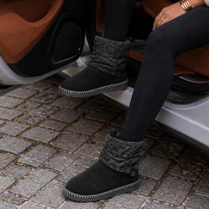 Women's Helmi knit cuff mid-calf boots in Black