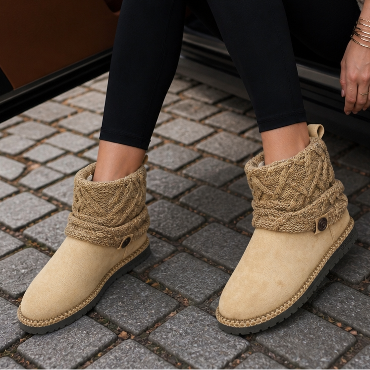 Women's Helmi knit cuff mid-calf boots in Brown