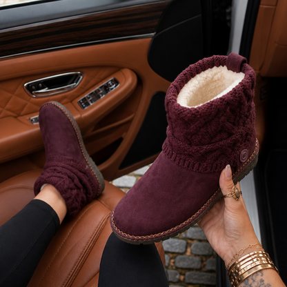 Women's Helmi knit cuff mid-calf boots in Burgundy