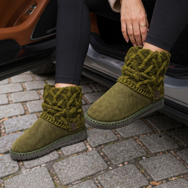 Women's Helmi knit cuff mid-calf boots in Green