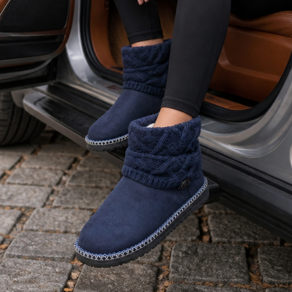 Women's Helmi knit cuff mid-calf boots in Navy