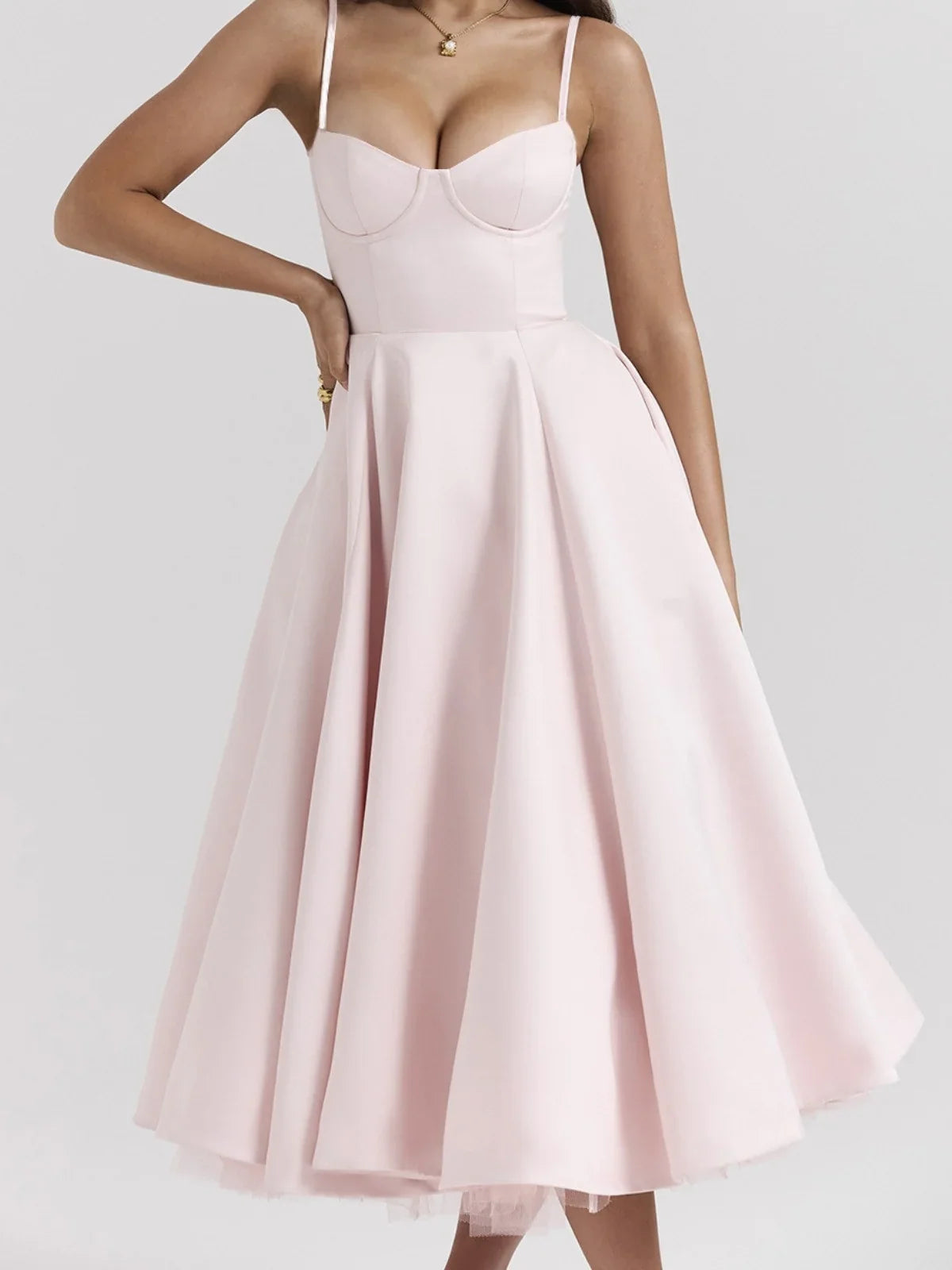 Sweetheart midi cocktail dress, full length view