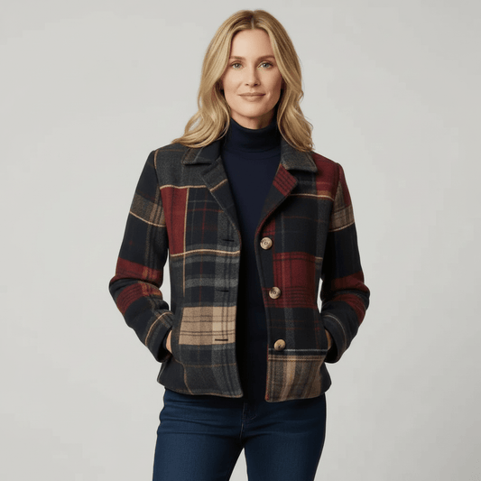 Women's Henny plaid tailored jacket in Red Navy