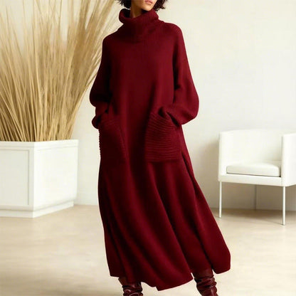 Women's Henrike midi sweater dress with pockets in Red