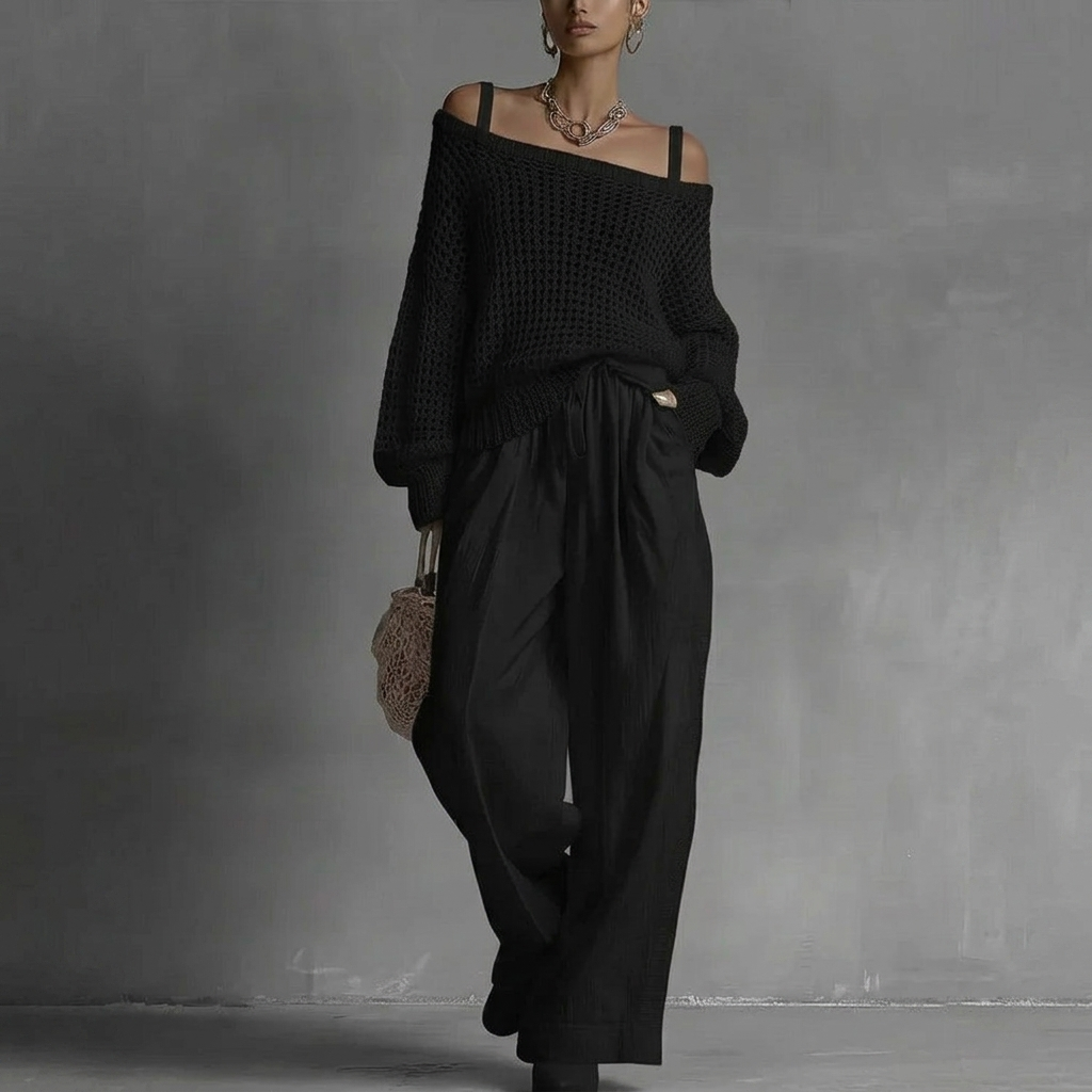 Malou | Off-Shoulder Top & Wide-Leg Trouser Set