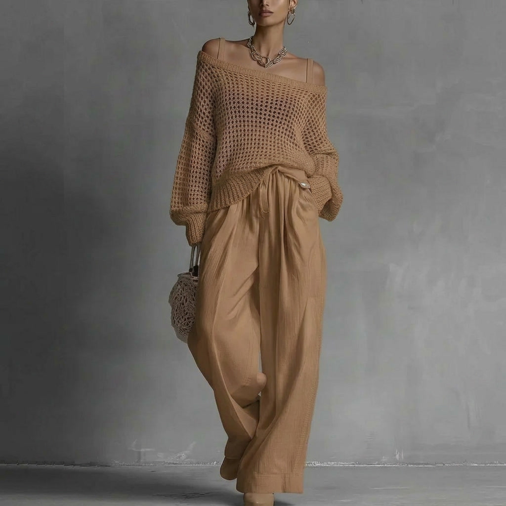 Malou | Off-Shoulder Top & Wide-Leg Trouser Set