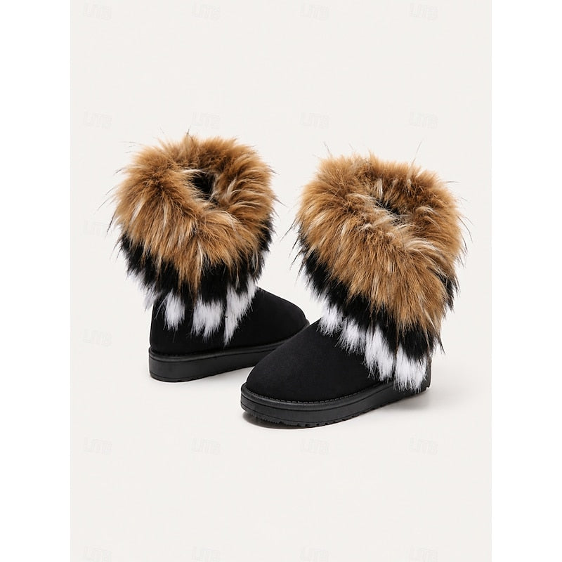Women's Hilde fluffy-trim pull-on winter boots in Black