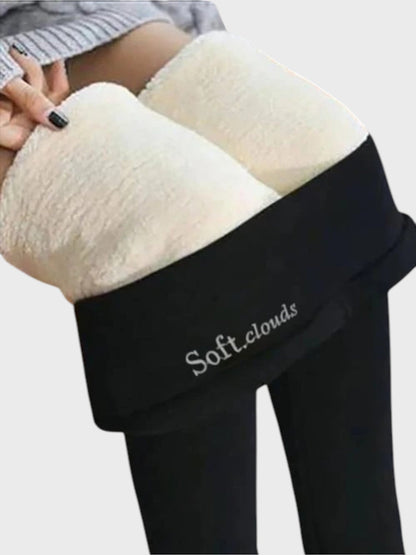 Fleece-lined high-waisted leggings, back view