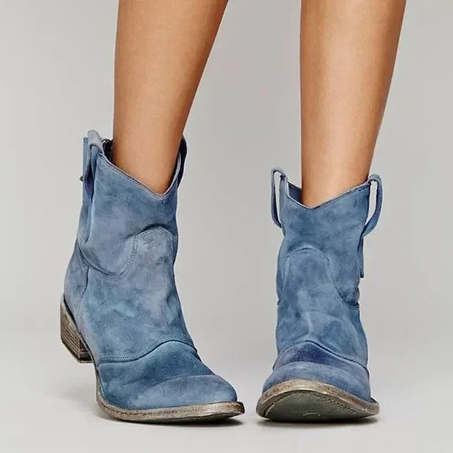 Women's Idun block-heel western ankle boots in Blue