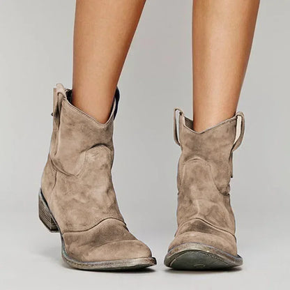 Women's Idun block-heel western ankle boots in Brown