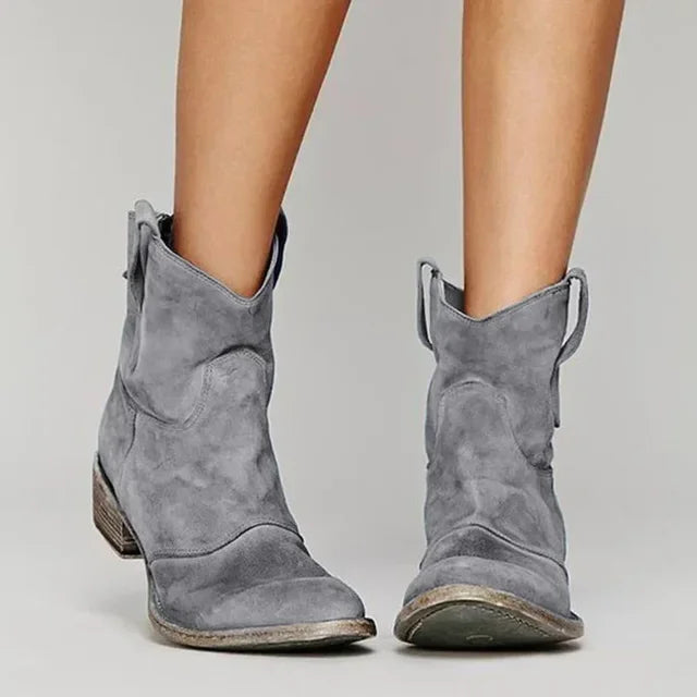 Women's Idun block-heel western ankle boots in Gray