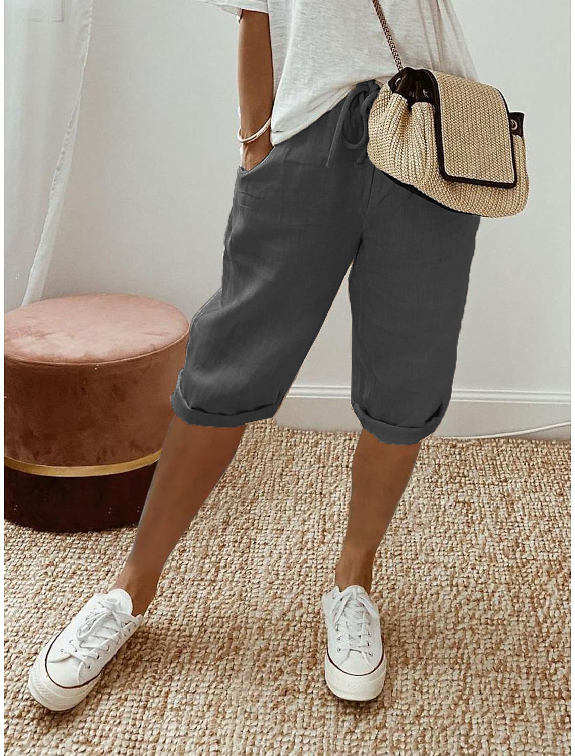 Anne | Linen Look Capri Pants