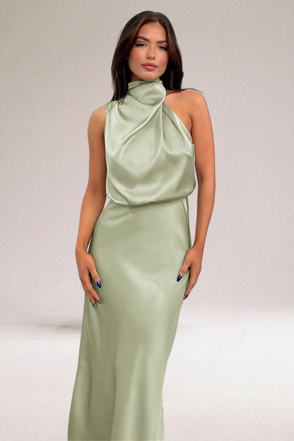 Selvara | Satin Halter Midi Dress