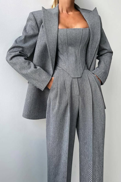 Capucine | Herringbone Three-Piece Suit