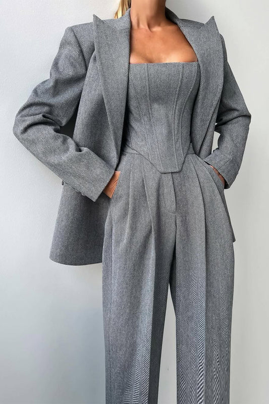 Capucine | Herringbone Three-Piece Suit