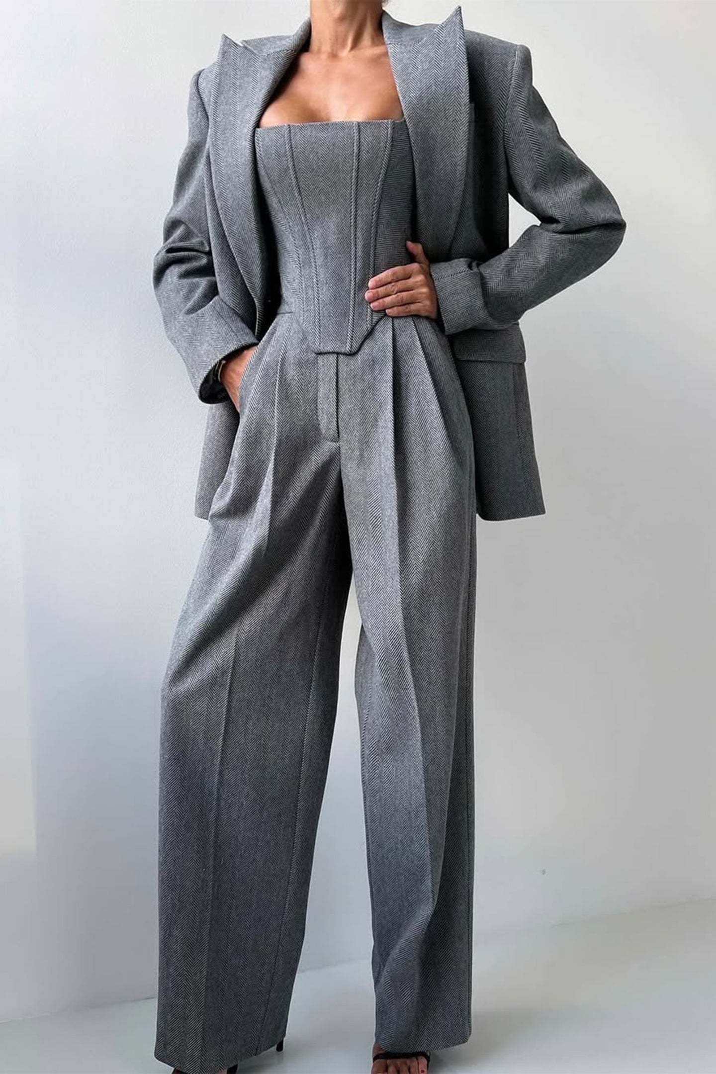 Capucine | Herringbone Three-Piece Suit