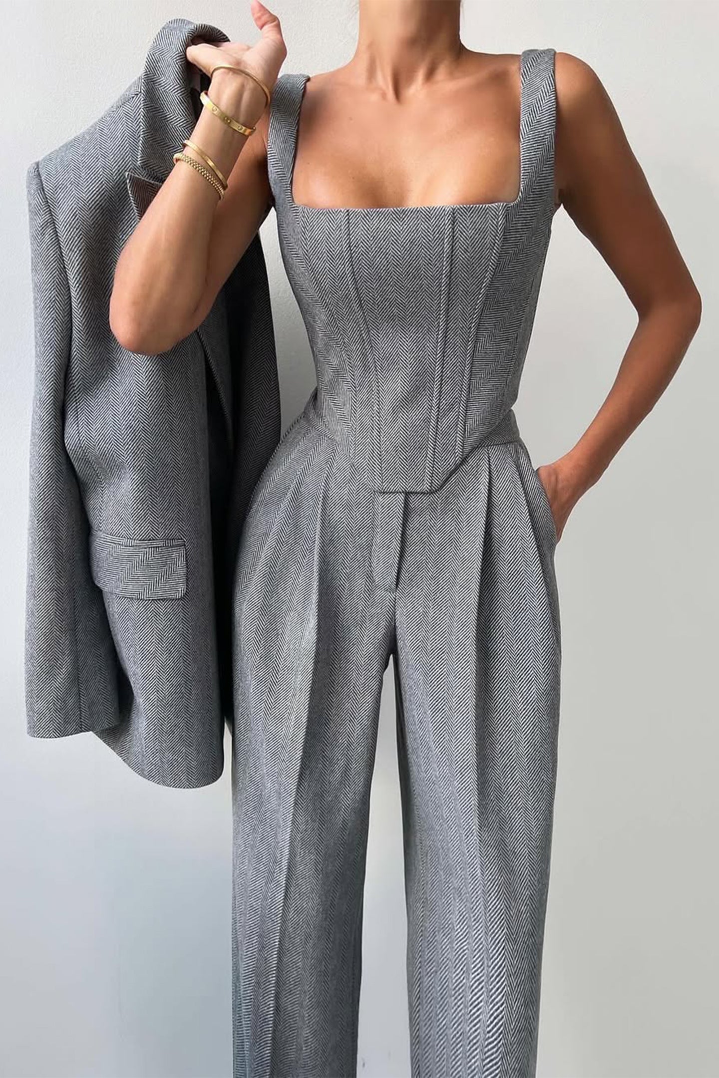 Capucine | Herringbone Three-Piece Suit