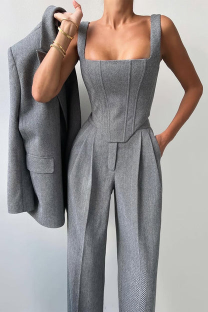 Capucine | Herringbone Three-Piece Suit
