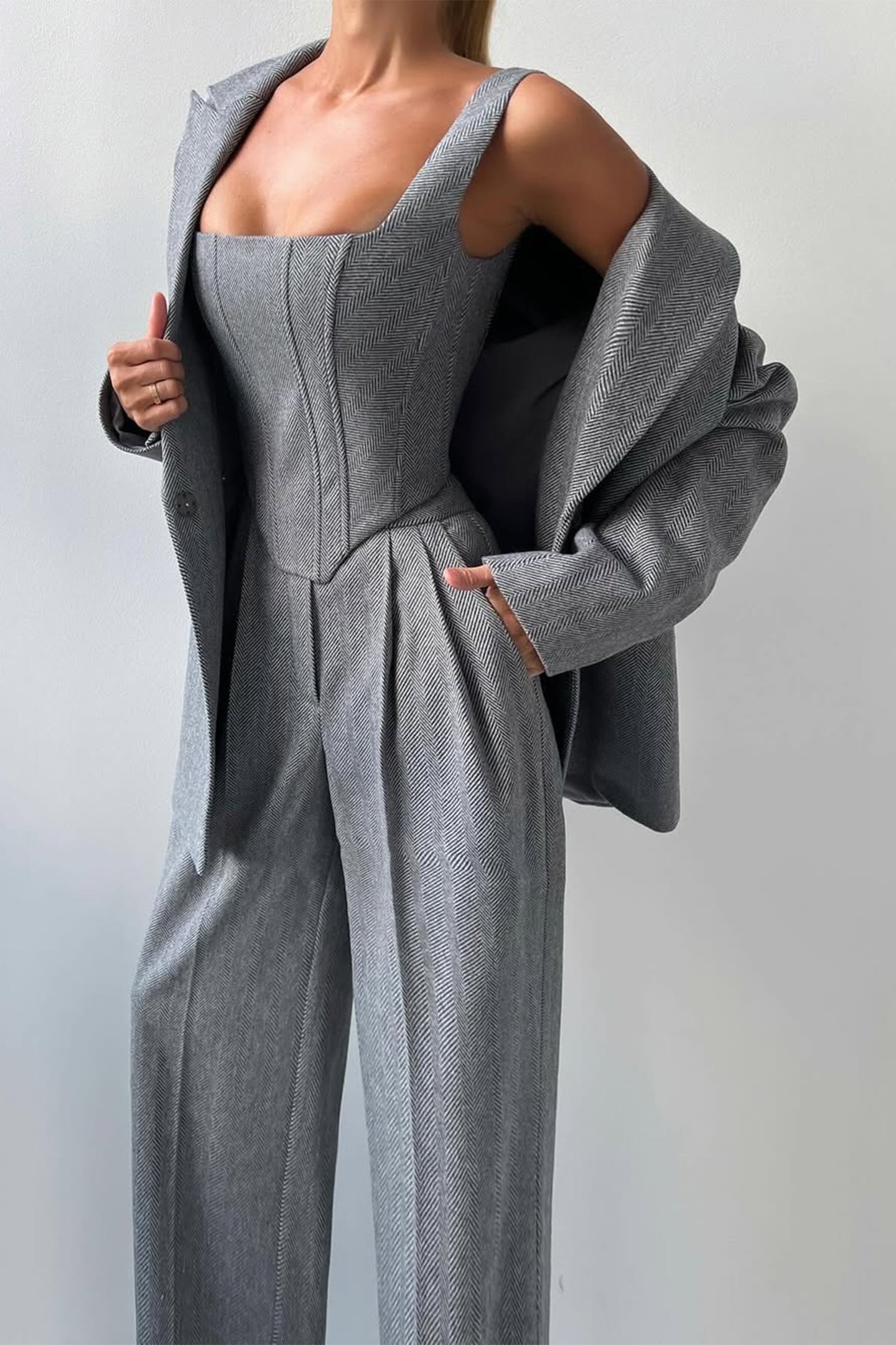 Capucine | Herringbone Three-Piece Suit
