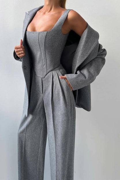 Capucine | Herringbone Three-Piece Suit