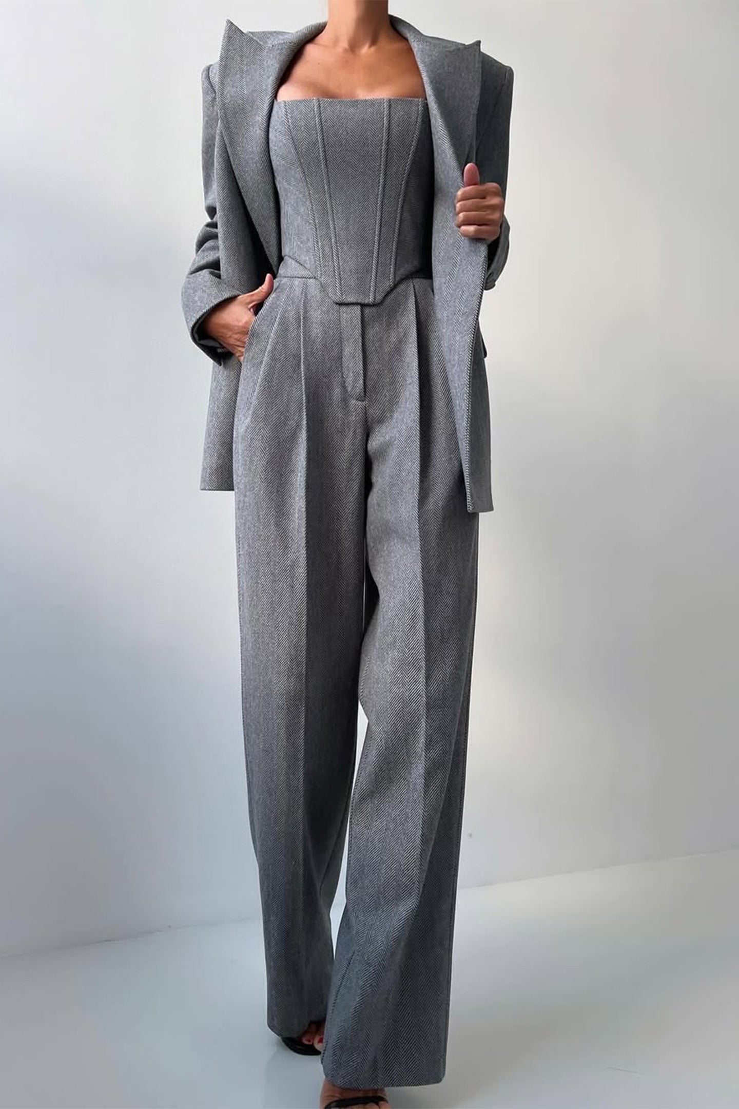 Capucine | Herringbone Three-Piece Suit