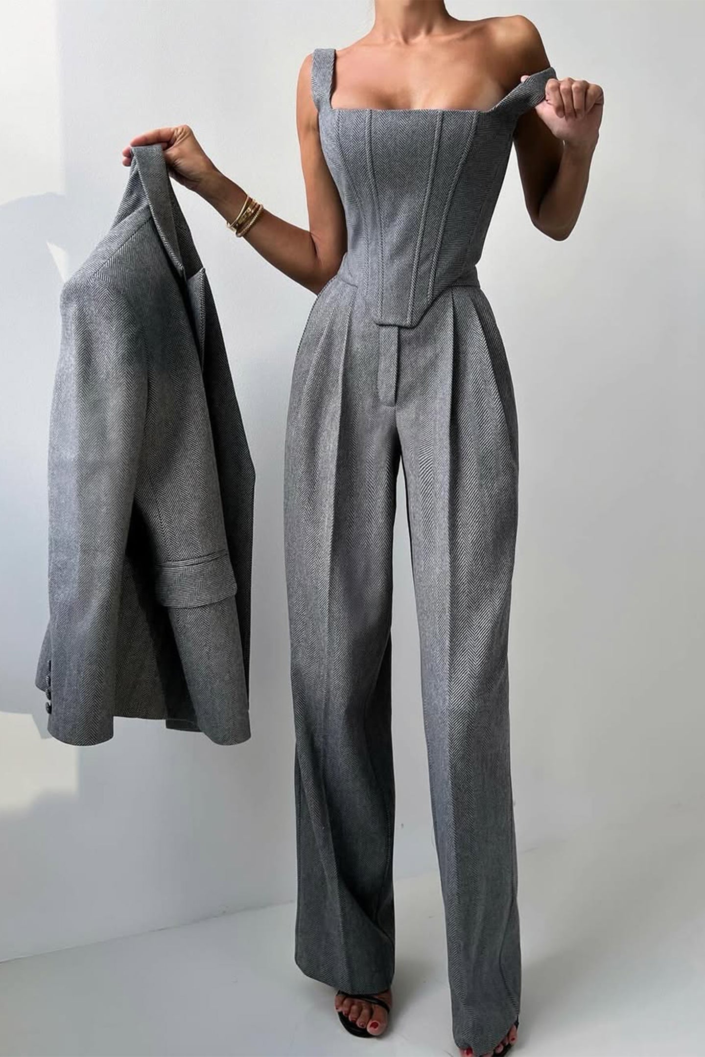 Capucine | Herringbone Three-Piece Suit