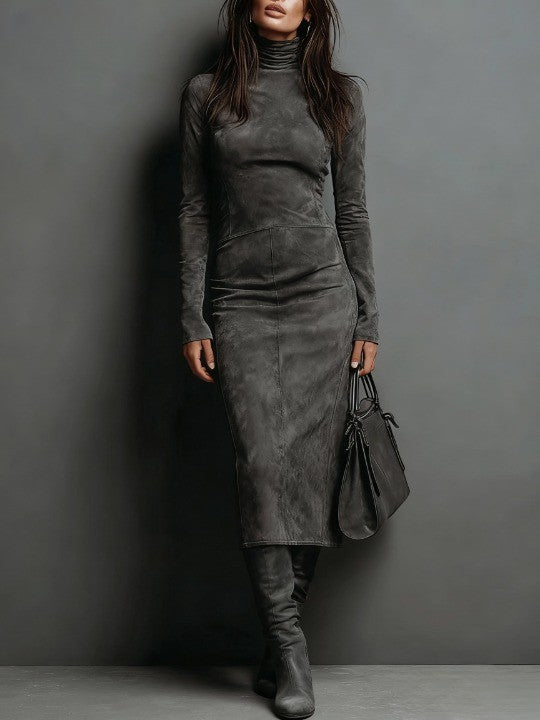 Ember | High-Neck Long Sleeve Midi Dress