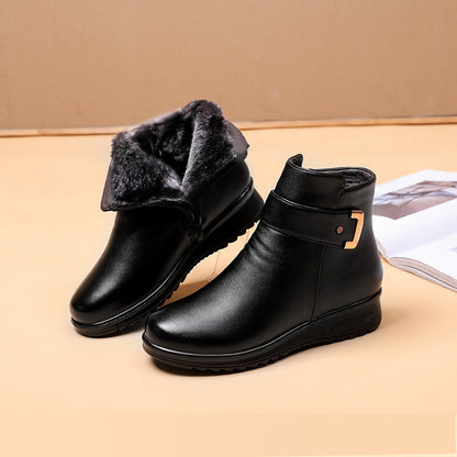 Women's Kaija buckle-detail lined wedge ankle boots in Black
