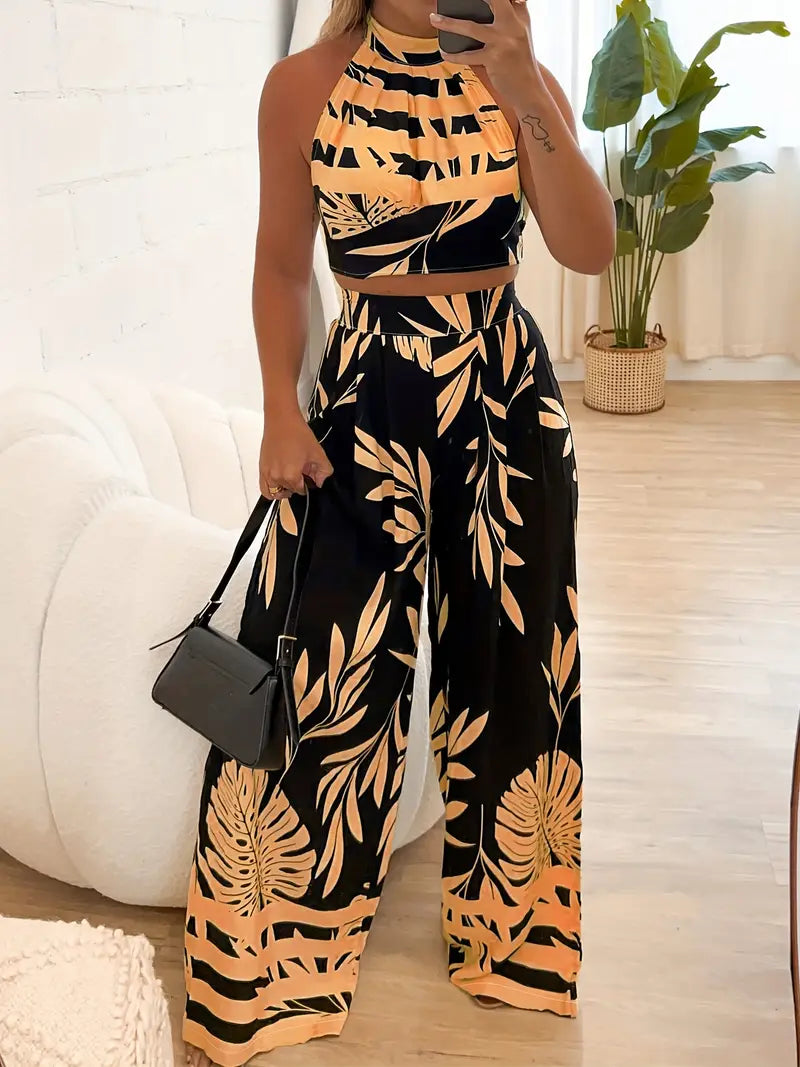 Karielle | Halter Top & Palazzo Pants Set