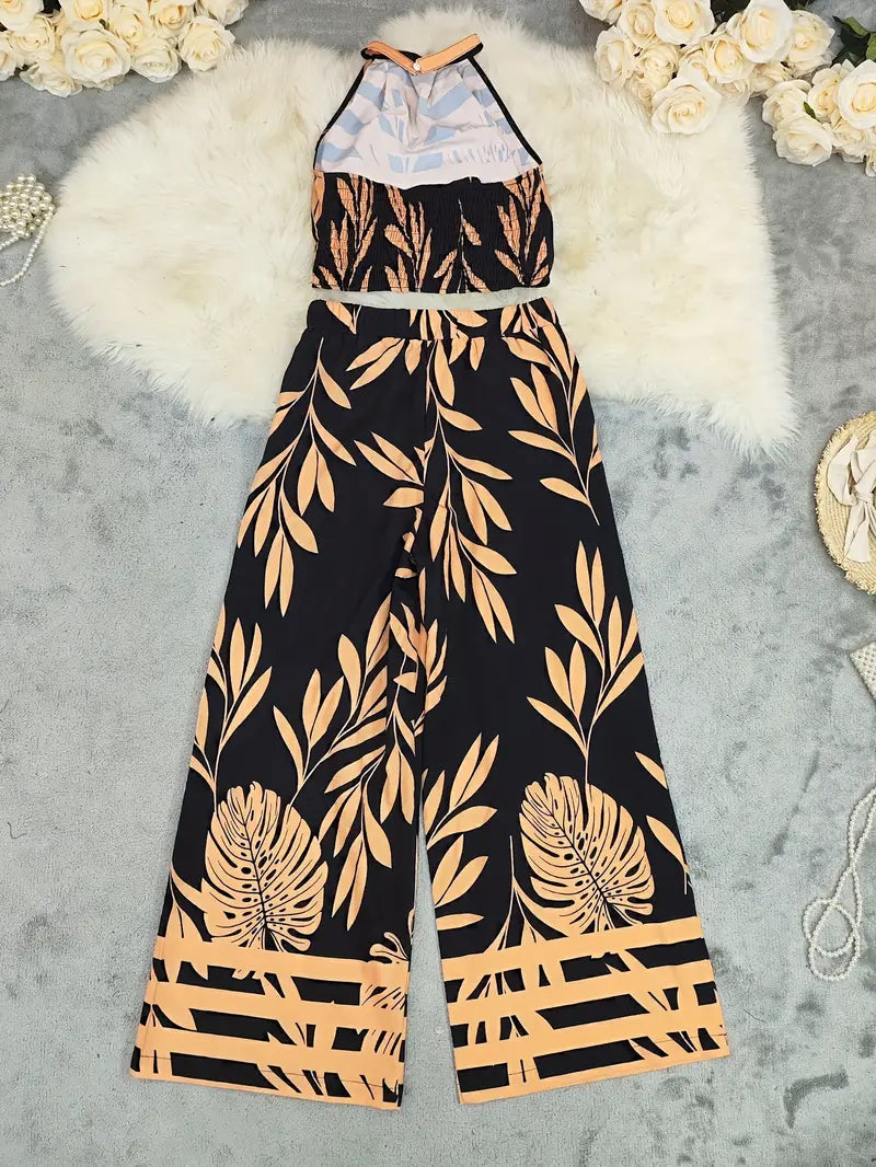 Karielle | Halter Top & Palazzo Pants Set