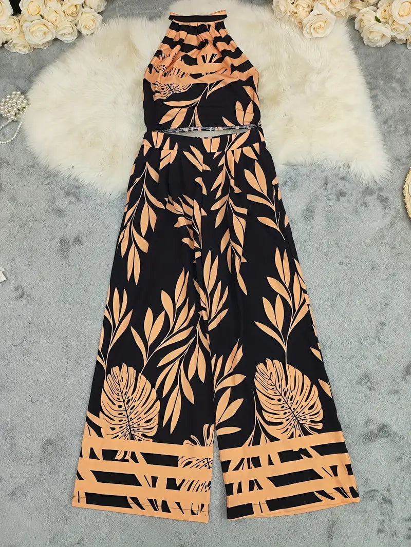 Karielle | Halter Top & Palazzo Pants Set
