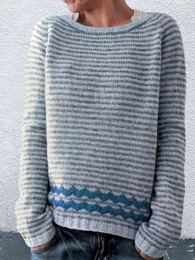 Women's Kerensa zigzag stripe relaxed sweater in Blue