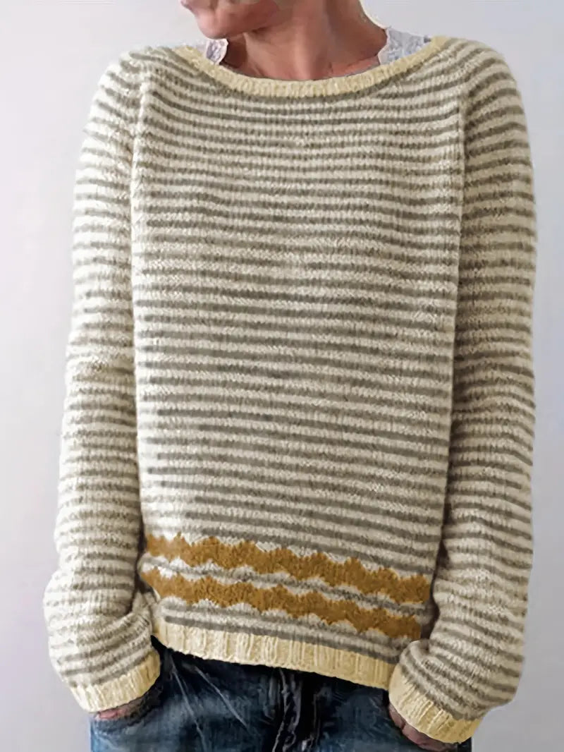 Women's Kerensa zigzag stripe relaxed sweater in Yellow