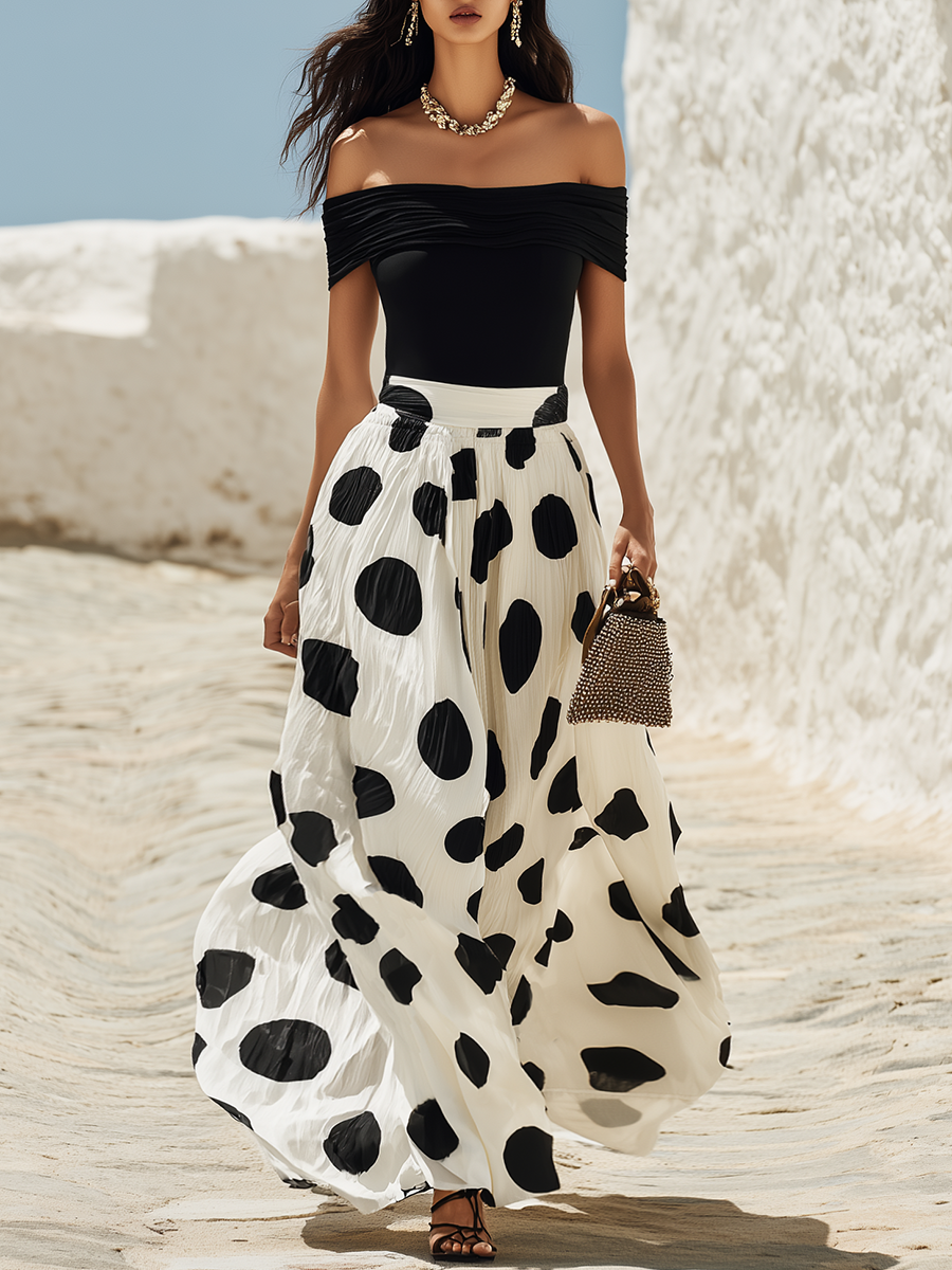 Keturah | Off-Shoulder Polka Dot Two-Piece Set