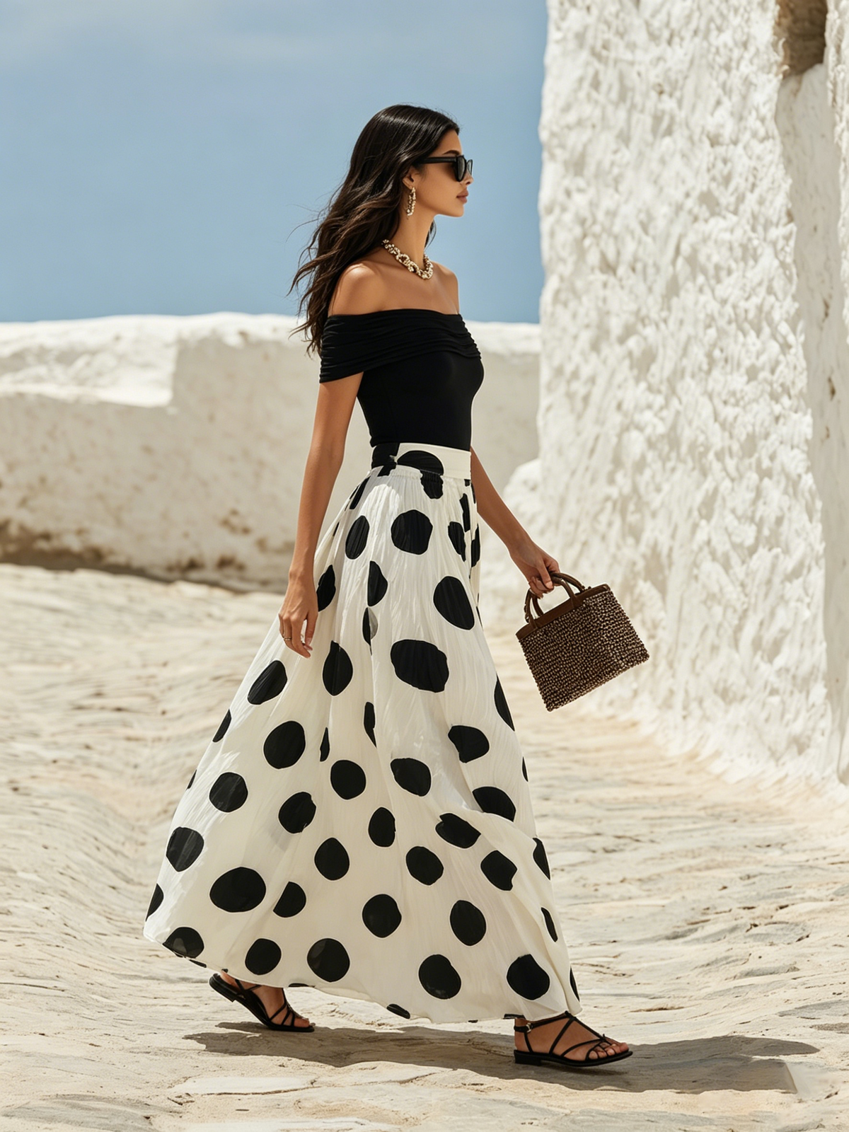 Keturah | Off-Shoulder Polka Dot Two-Piece Set
