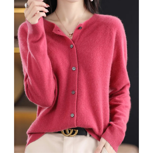 Suvi | Round Neck Button-Front Knit Cardigan