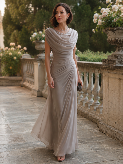 Sable | Cowl Neck Draped Wedding Guest Maxi Dress