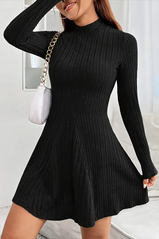 Women's Lainey A-line mini sweater dress in Black